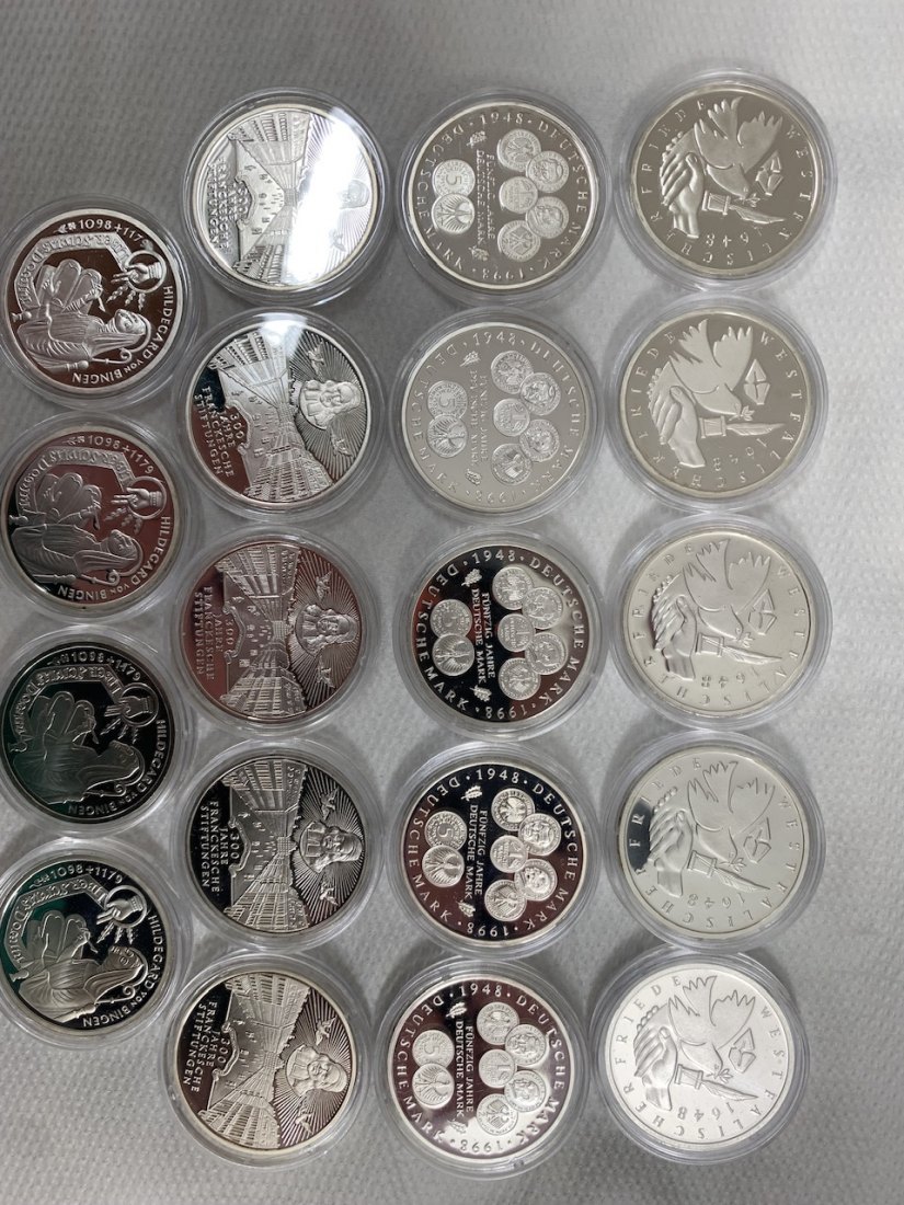  Sammlung BRD 10 DM Gedenkmünzen in Silber 19 Münzen zu 15,5g 925er Silber   