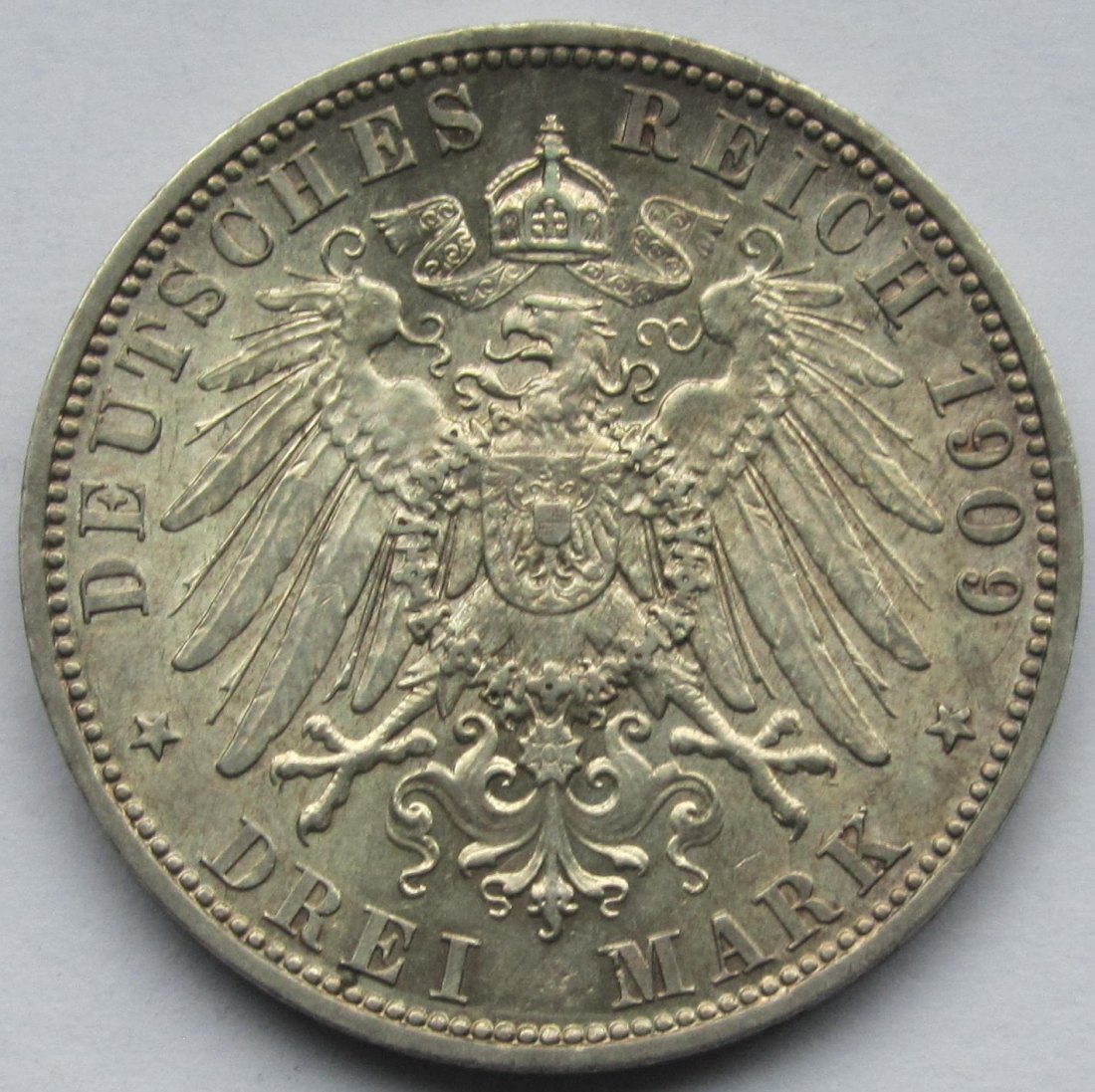  Kaiserreich: Schwarzburg-Sondershausen, 3 Mark Karl Günther auf den Tod (Jaeger 170), 1909   