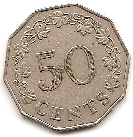  Malta 50 Cents 1972 #123   