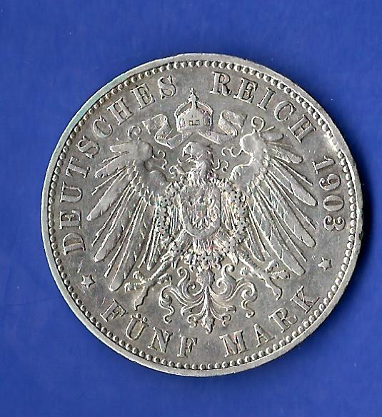  5 Mark Wilhelm II 1903 A Golden Gate Frank Maurer Koblenz X390   