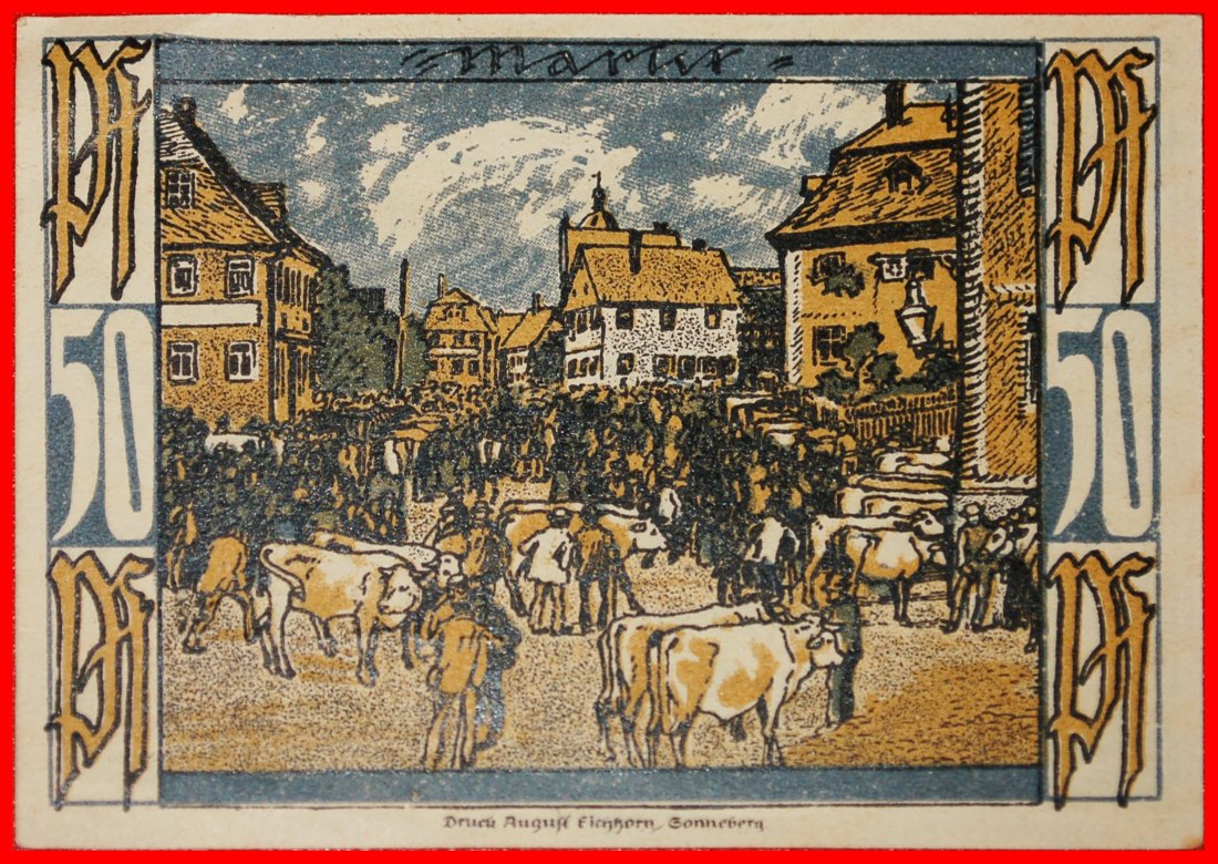  * THURINGIA: GERMANY OBERLIND ★ 50 PFENNIGS 1921 CRISP! SONNESBERG COWS!★LOW START ★ NO RESERVE!   