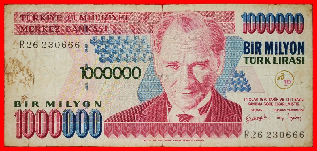 * ATATURK (1923-1938): TURKEY ★ 1000000 LIRA (2002) INFLATION!★LOW START ★ NO RESERVE!