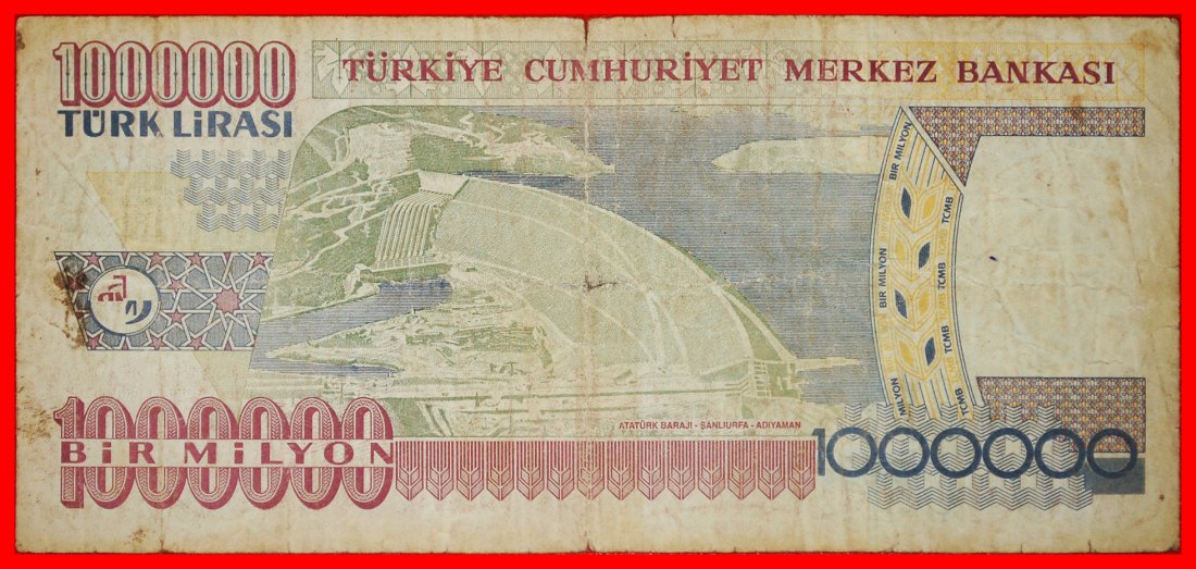  * ATATURK (1923-1938): TURKEY ★ 1000000 LIRA (2002) INFLATION!★LOW START ★ NO RESERVE!   