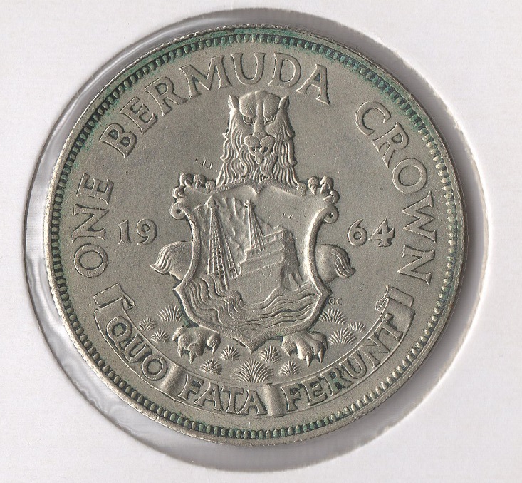  Bermuda 1 Crown 1964 Silber ss-vz   