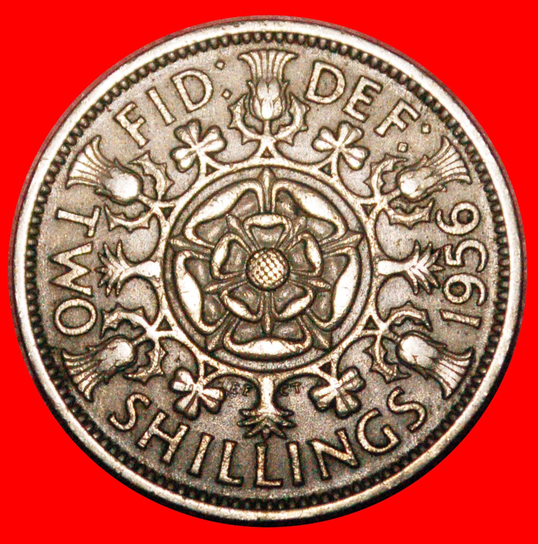  * TUDOR ROSE (1954-1970): UNITED KINGDOM★FLORIN 1956 BRITAIN★ELIZABETH II ★LOW START ★ NO RESERVE!   