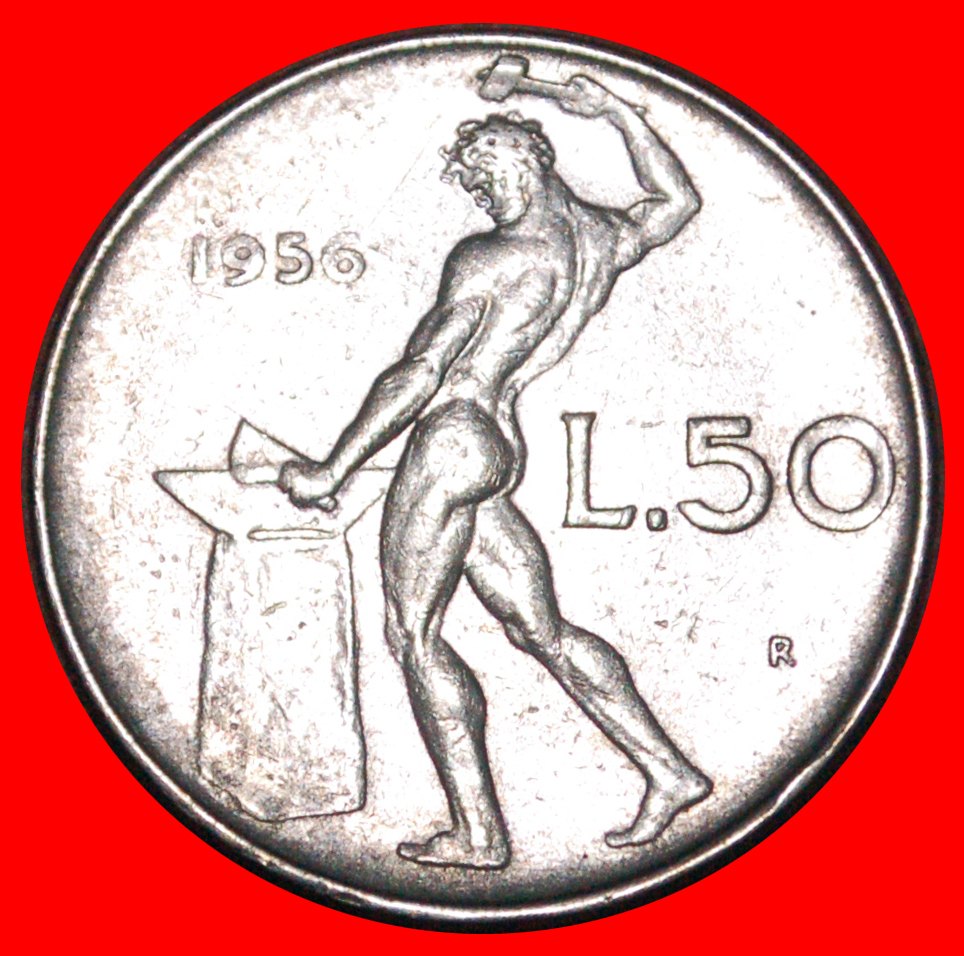  * NUDE VULCAN (1954-1989): ITALY ★ 50 LIRE 1956R!★LOW START ★ NO RESERVE!   