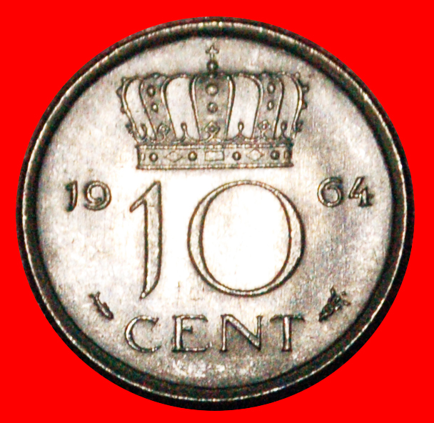  * PORTRAIT RIGHT (1950-1980): NETHERLANDS★ 10 CENTS 1964! JULIANA(1948-1980)★LOW START ★ NO RESERVE!   