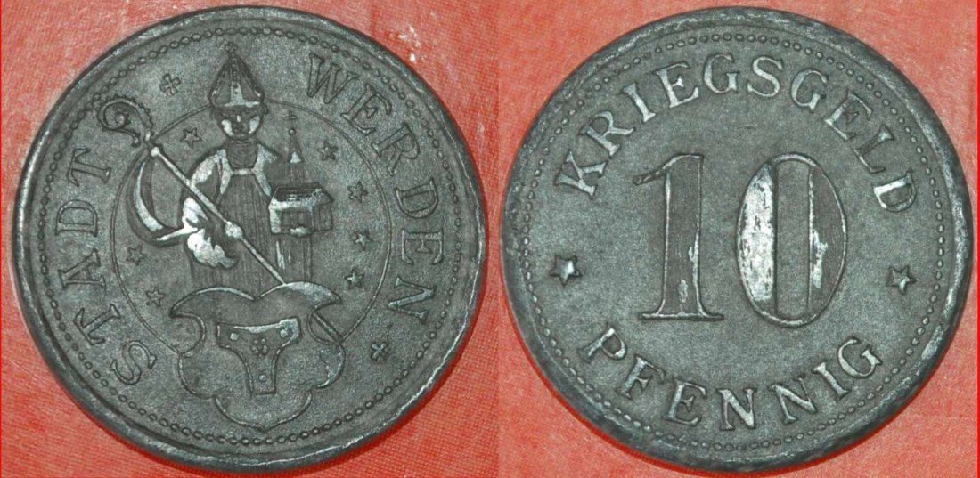  Ⰶ WERDEN*GERMANY 10 PFENNIGS NOTGEND (1916-1917)! ELBERFELD! JUST PUBLISHED★LOW START ★ NO RESERVE!   