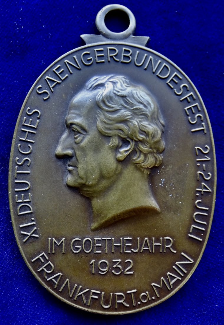  Frankfurt am Main 1932 Medaille von Kraumann auf das Goethejahr   