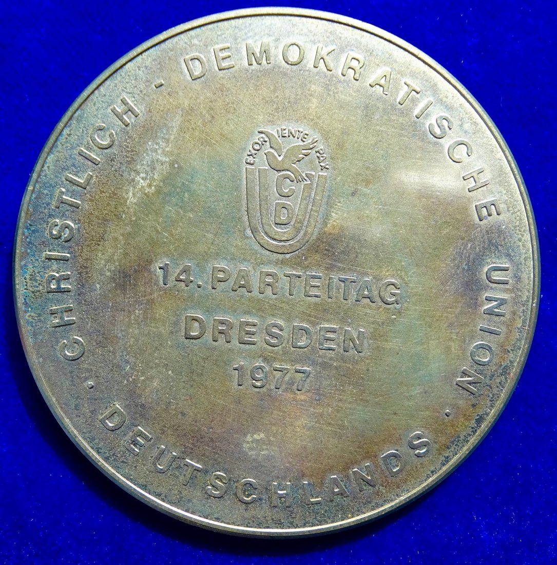 Dresden  Kronentor Medaille CDU 14. Parteitag 1977.   
