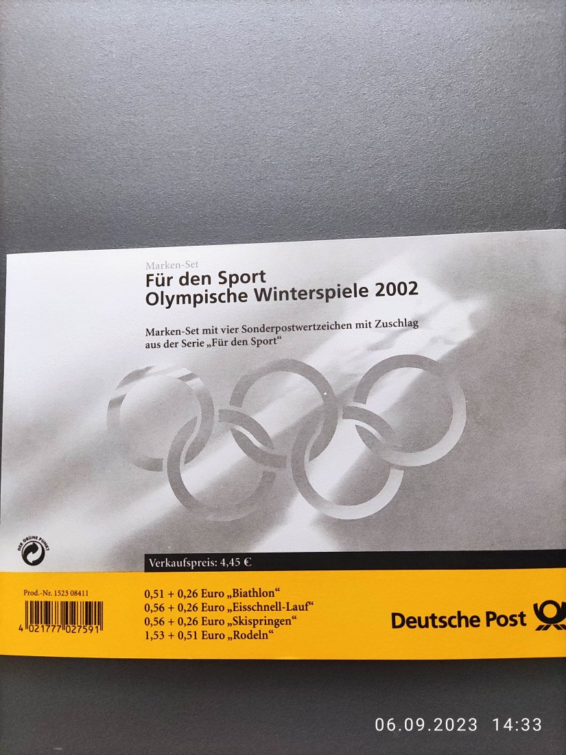  Deutschland Markenset der deutschen Post zur Winter Olympiade 2002   