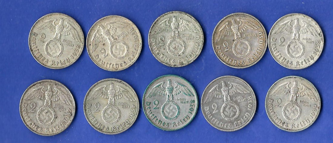  10x 2 Mark Hindenburg  Goldankauf Golden Gate Frank Maurer Koblenz X878   