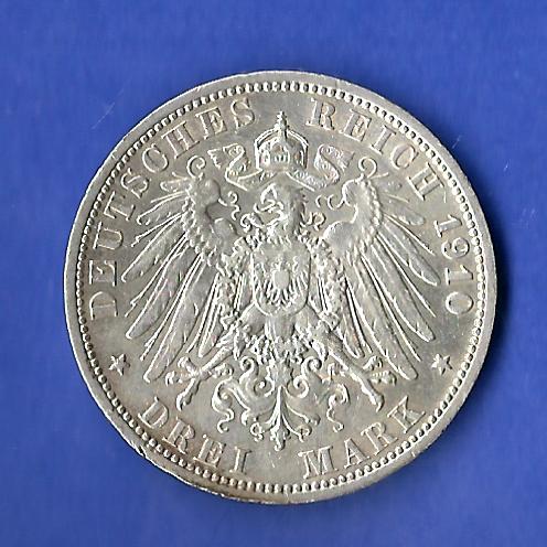  3 Mark Preussen 1910 Goldankauf Golden Gate Frank Maurer X835   