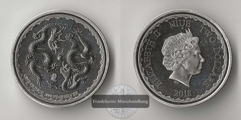  Niue  2 Dollar  2018 Two Dragons   FM-Frankfurt   Feinsilber: 31,1g   