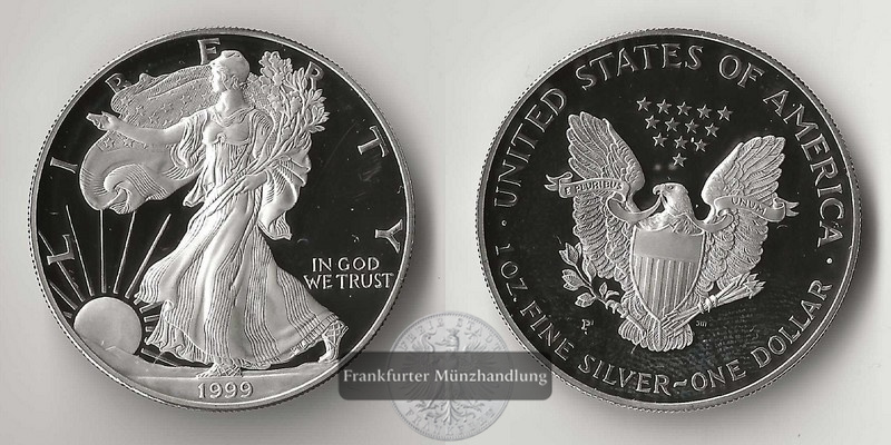  USA  1 Dollar  1999  American Eagle   FM-Frankfurt     Feinsilber: 31,1g   