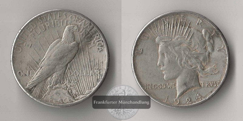  USA  1 Dollar  1924  Peace Dollar    FM-Frankfurt    Feinsilber: 24,06g   