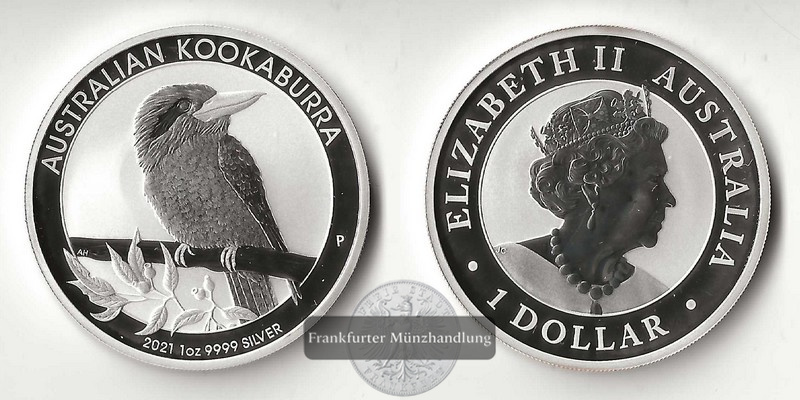  Australien,  1 Dollar  2021  Kookaburra FM-Frankfurt  Feinsilber: 31,1g   