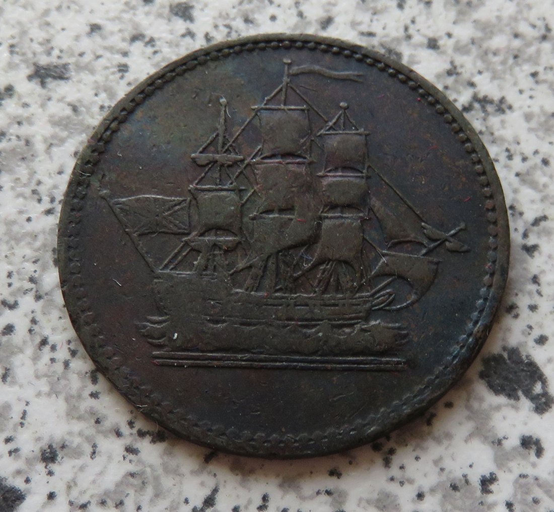  Prince Edward Island half Penny Token Ships colonies and commerce, 1835   