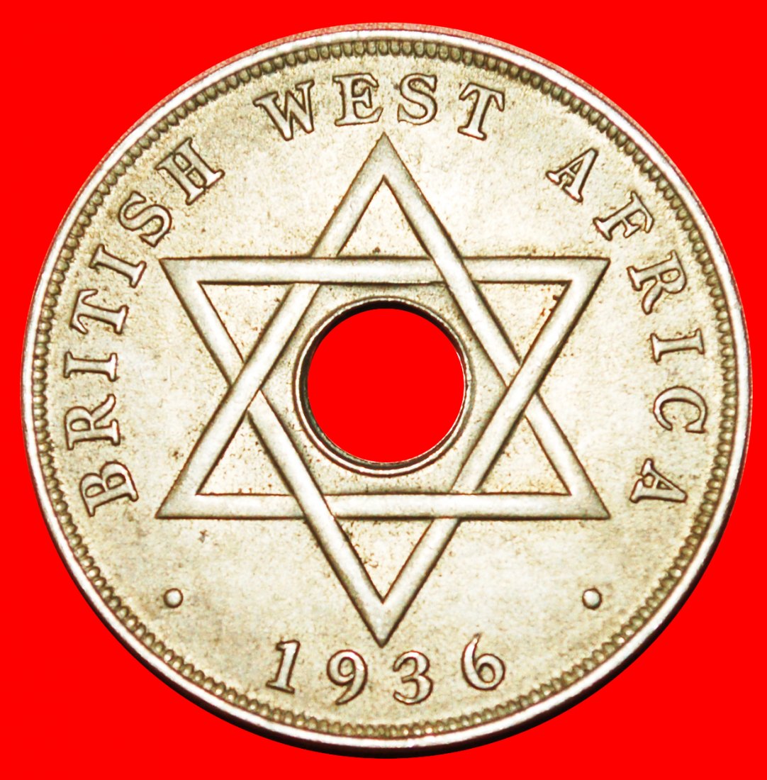  * GREAT BRITAIN STAR OF DAVID: BRITISH WEST AFRICA ★ 1 PENNY 1936H UNCOMMON! LOW START★ NO RESERVE!   