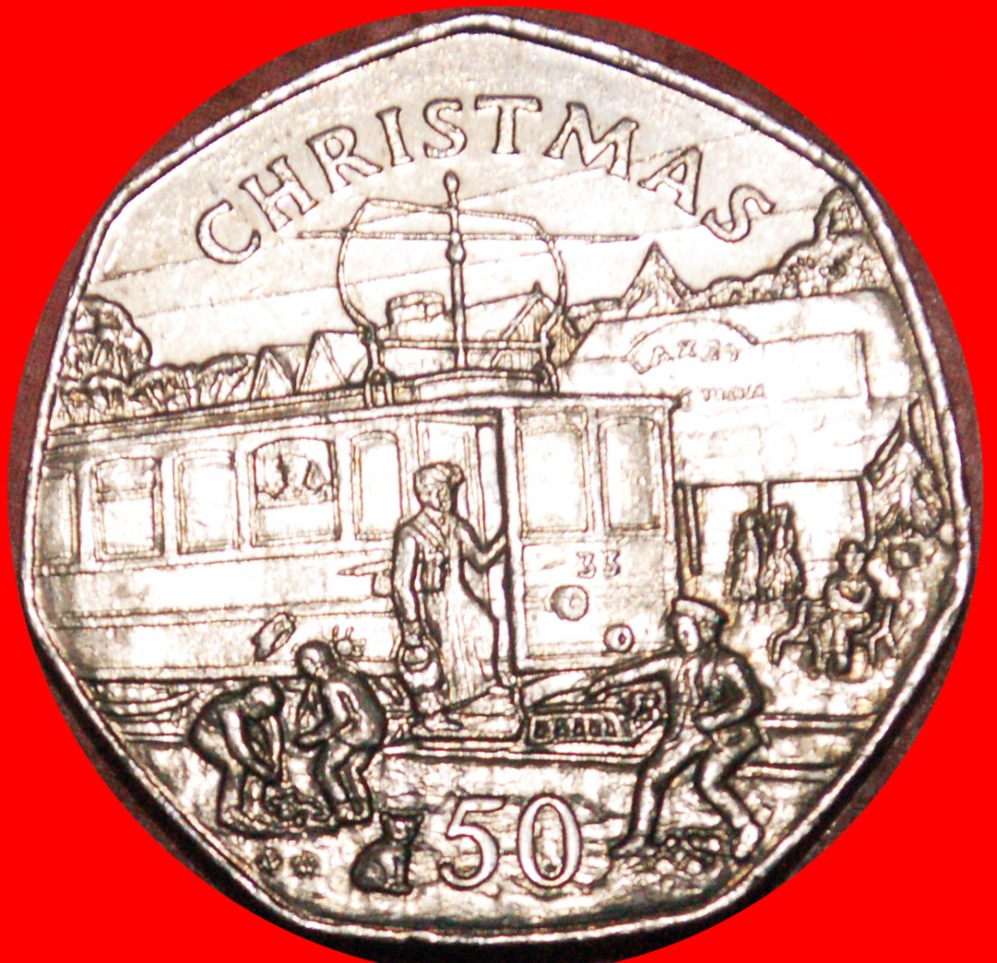  * GROSSBRITANNIEN: INSEL MAN  ★ 50 PENCE 1989AA LAXEY TRAM! SELTEN! OHNE VORBEHALT!   