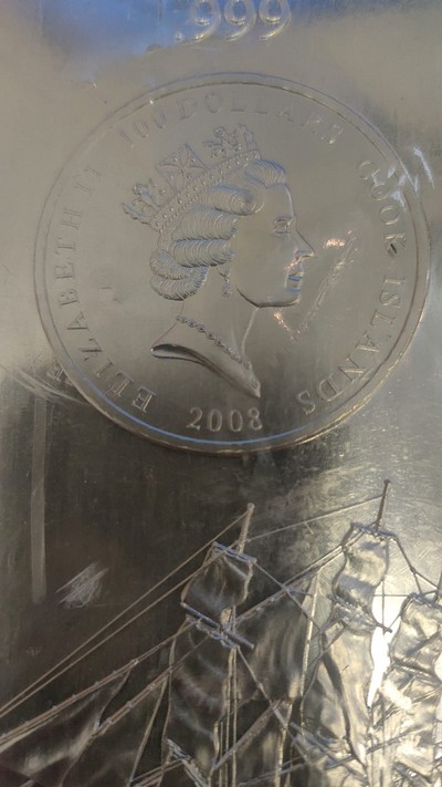  Cook Islands  Silberbarren  100 Dollar 2008 / 100 oz Feingewicht: 3.110,35 g FM-Frankfurt   