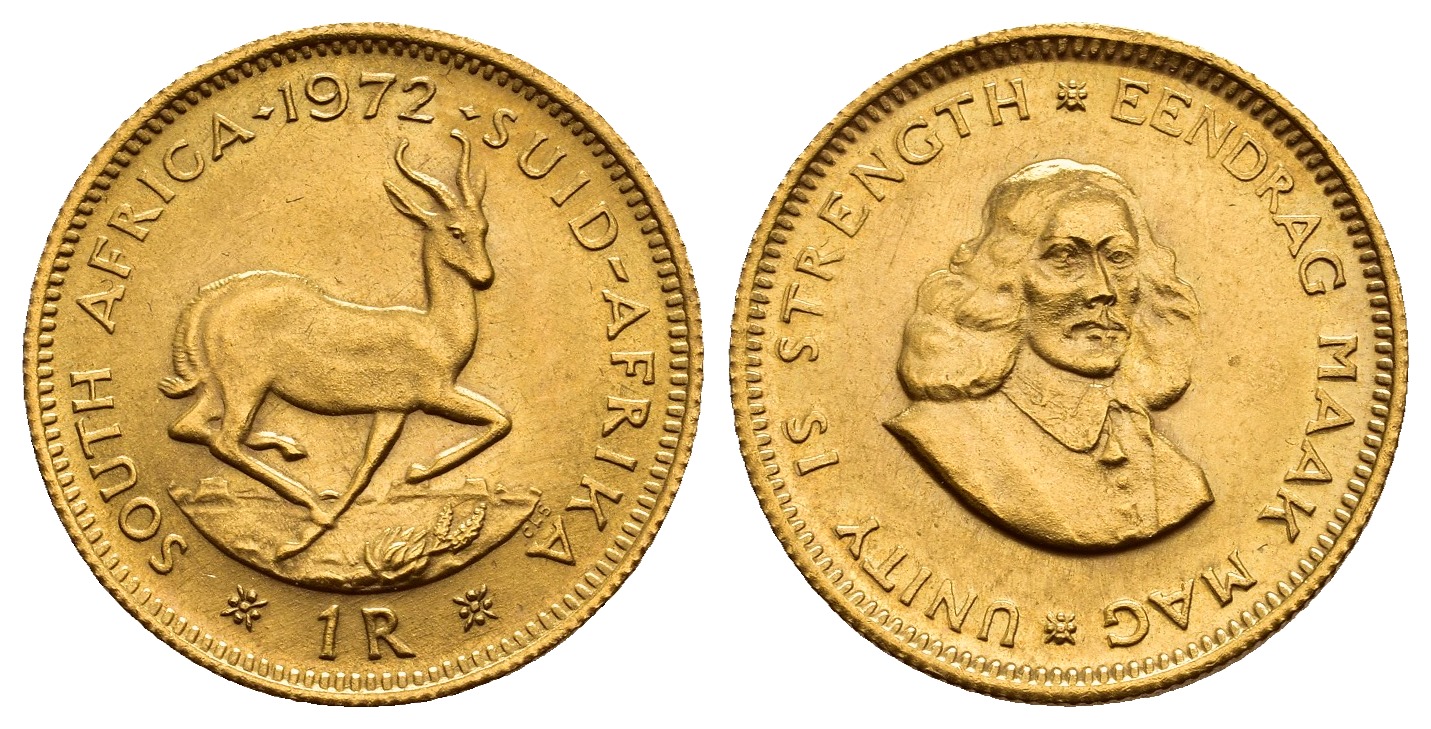 PEUS 9689 Südafrika 3,66 g Feingold 1 Rand GOLD 1972 Fast Stempelglanz