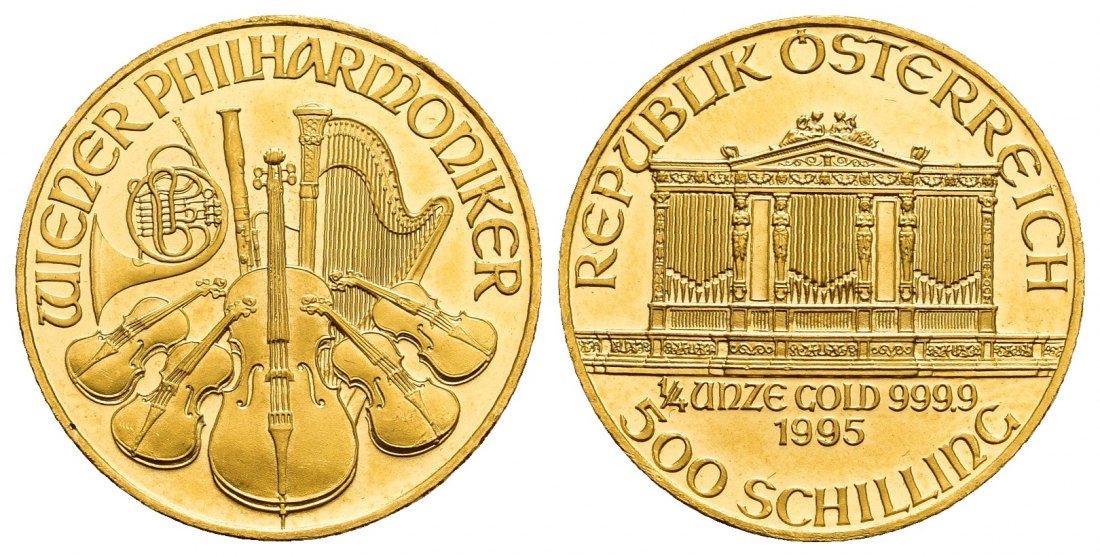 PEUS 9705 Österreich 7,78 g Feingold. Wiener Philharmoniker 500 Schilling GOLD 1/4 Unze 1996 Fast Stempelglanz
