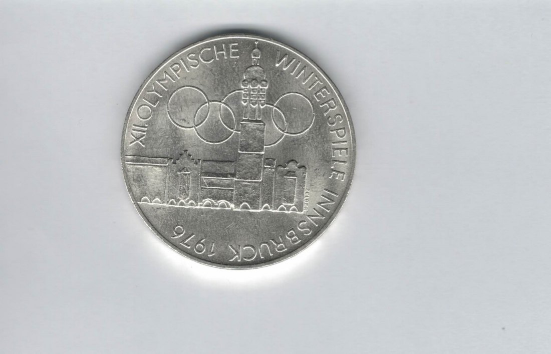  100 Schilling 1976 Winterolympiade Innsbruck Stadtturm Hall silber Österreich (01914/6)   