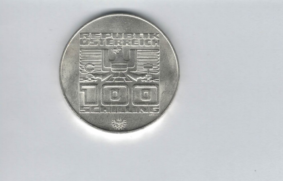  100 Schilling 1976 Winterolympiade Innsbruck Stadtturm Hall silber Österreich (01914/6)   
