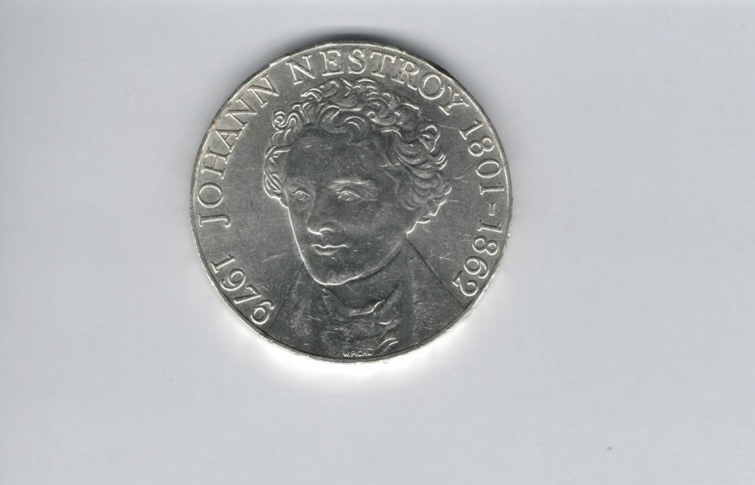  100 Schilling 1976 Johann Nestroy Österreich 2. Republik 15,36g fein Ag (01914/13)   