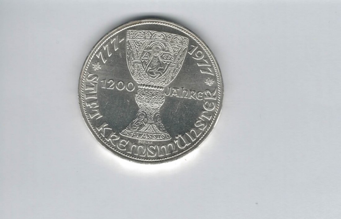  100 Schilling 1977 Stift Kremsmünster 1200 Jahre Tassilokelch Ag Österreich 2.Rep (01914/14)   
