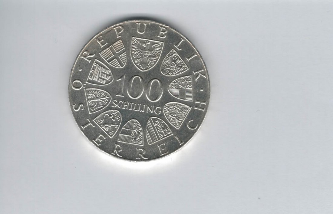  100 Schilling 1977 Stift Kremsmünster 1200 Jahre Tassilokelch Ag Österreich 2.Rep (01914/14)   