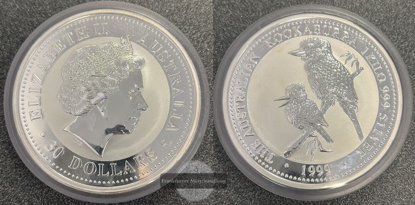  Australien  30 Dollar 1999 Kookaburra  FM-Frankfurt  Feinsilber: 1.000g   
