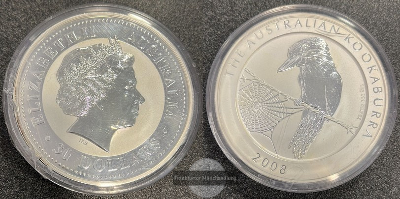  Australien  30 Dollar 2008 Kookaburra  FM-Frankfurt  Feinsilber: 1.000g   