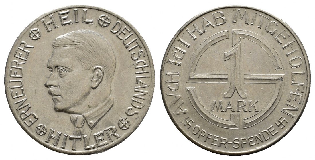 PEUS 9712 Drittes Reich A. Hitler / Nominal Mark Opfer-Spende o.J. Vorzüglich