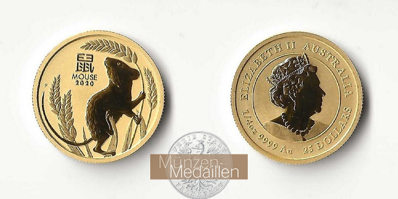 Australien 25 Dollar MM-Frankfurt Feingold: 7,78g Jahr der Maus 2020 P 