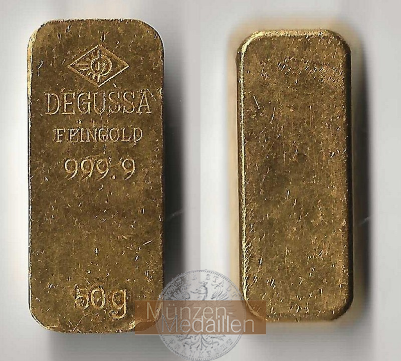 BRD  Goldbarren  50g MM-Frankfurt Feingold: 50g Degussa  
