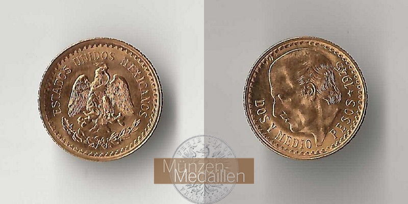Mexiko  2,5 Pesos MM-Frankfurt Feingold: 1,87g Miguel Hidalgo y Costilla 1945 