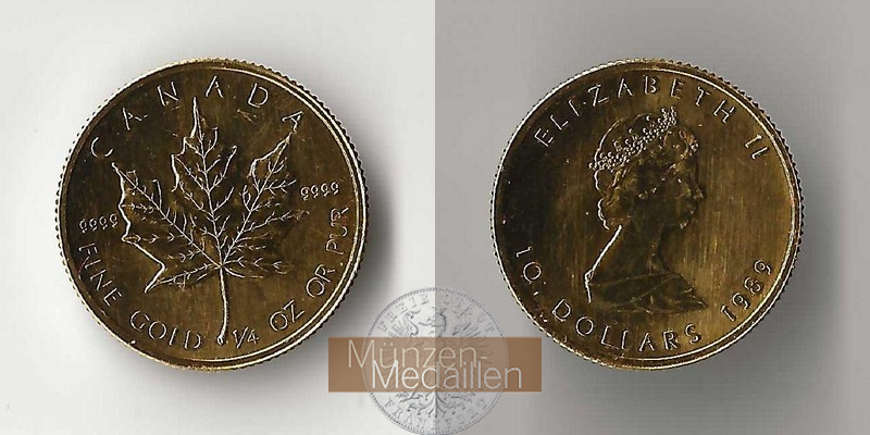 Kanada  10 Dollars  1989 MM-Frankfurt Feingold: 7,78g Maple Leaf  