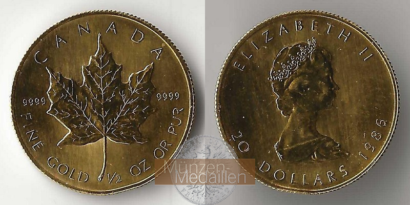 Kanada MM-Frankfurt Feingold: 15,55g 20 Dollar (Maple Leaf) 1986 