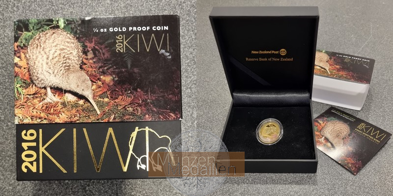 Neuseeland MM-Frankfurt Feingewicht: 7,78g Gold 10 Dollar (Kiwi) 2016 PP