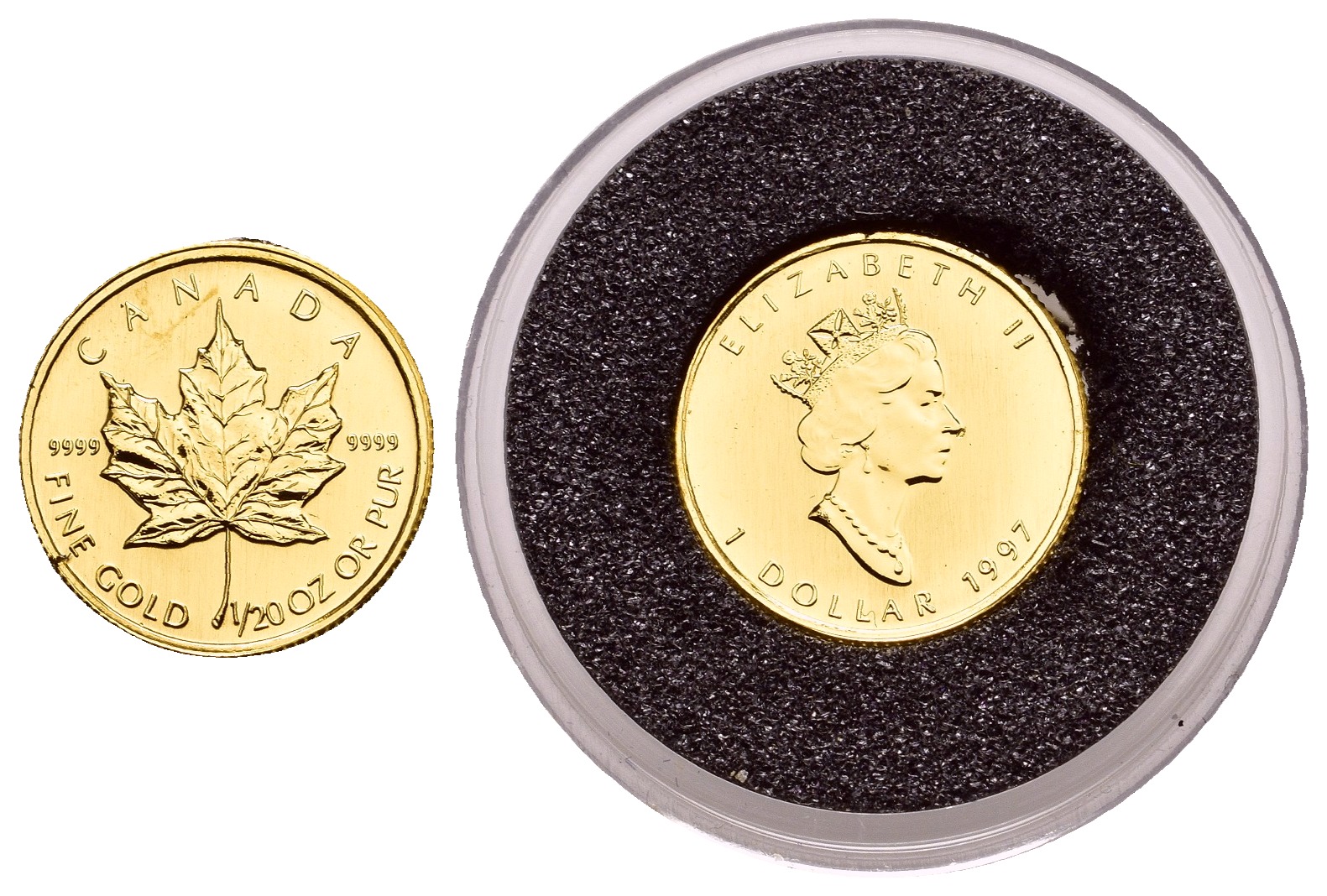 PEUS 9707 Kanada 1,56 g Feingold. Maple Leaf Dollar GOLD 1/20 Unze 1997 Uncirculated (Kapsel)