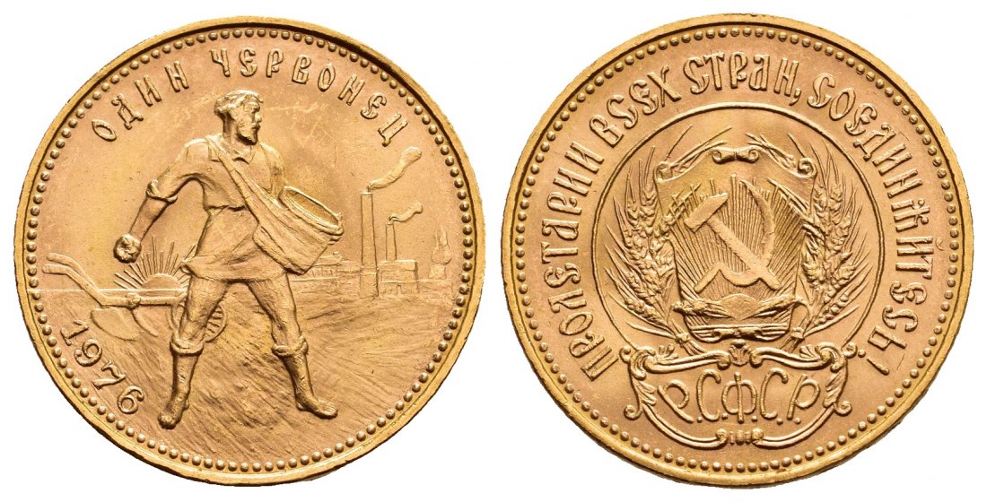 PEUS 9708 Russland 7,74 g Feingold. Tscherwonez 10 Rubel GOLD 1976 Kl. Kratzer, fast Stempelglanz