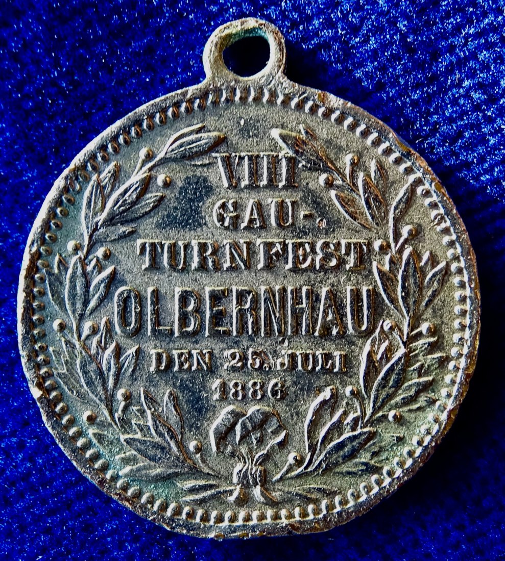  Olbernhau Erzgebirge, Sachsen, Turnfest Medaille 1886   