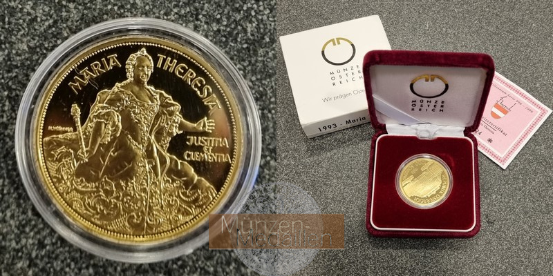 ÖSTERREICH, 2. Republik seit 1946. MM-Frankfurt Feingewicht: 16g 1.000 Schilling 1993 