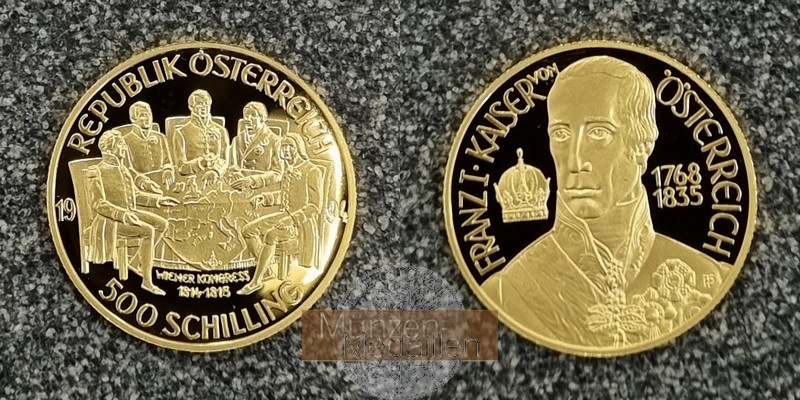 ÖSTERREICH, 2. Republik seit 1946. MM-Frankfurt Feingewicht: 8g 500 Schilling 1994 