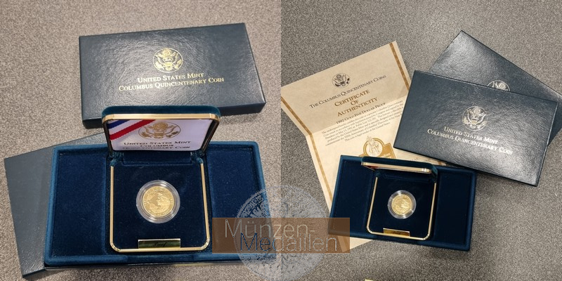 USA  5 Dollars   1992 MM-Frankfurt  Feingold: 7,52g The Columbus Quincentenary Coins  
