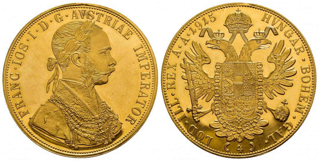 PEUS V 9757 Österreich 13,76 g Feingold. Franz Joseph (1848-1916) 4 Dukaten (off.NP) GOLD 1915 Fast Stempelglanz