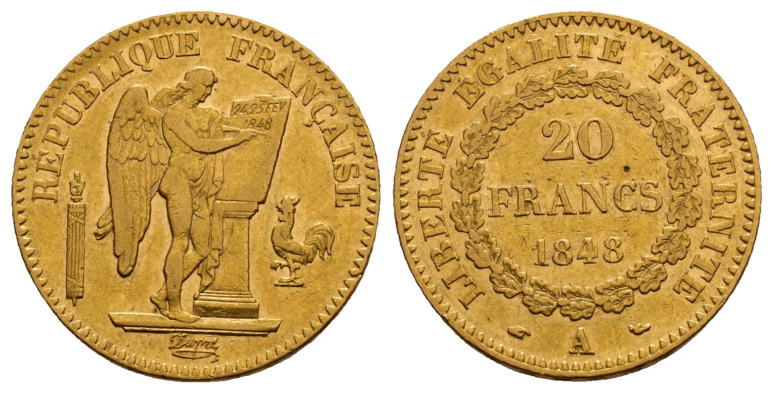 PEUS V 9762 Frankreich 5,81 g Feingold 20 Francs GOLD 1848 A Sehr schön