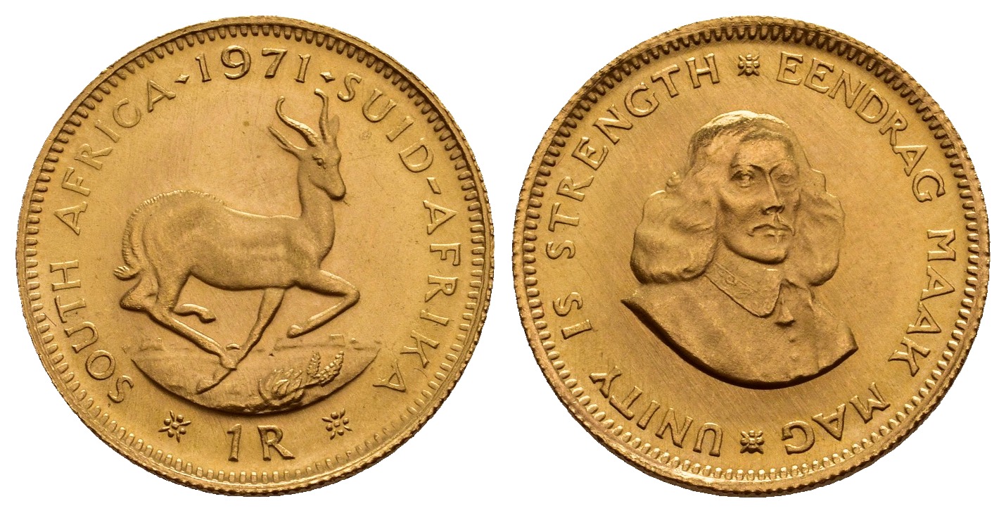 PEUS V 9770 Südafrika 3,66 g Feingold 1 Rand GOLD 1971 Fast Stempelglanz